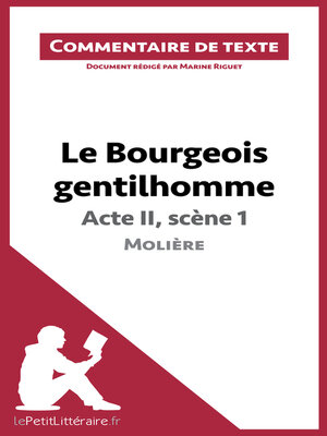 cover image of Le Bourgeois gentilhomme de Molière--Acte II, scène 1 (Commentaire de texte)